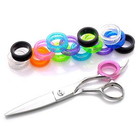 12Pcs Soft Silicone Scissors Finger Rings Grips Inserts Grooming Shear Thumb Inserts Finger Protector Ring Scissor Accessories for Barber Hair Cutting Scissors Pet Shears, Random Color