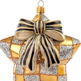 MacKenzie-Childs Glass Ornament - Golden Hour Snowy Star