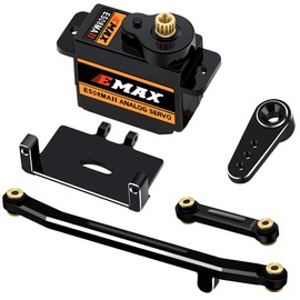 EPINON for AXIAL SCX24 Servo Metal Gear EMAX Servo Steering Servo with Servo Mount Bracket and Arm and Steering Link Set SCX24 Upgrade Parts (Black)