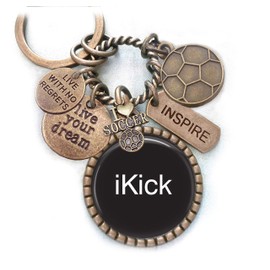 Soccer, iKick Keychain, Backpack Clip or Necklace, Live With No Regrets, I Love Soccer, Inspire, Live Your Dream, Soccer Player, Sports, Athlete Gift
