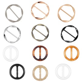 Kifmurase Pack of 12 Round Scarf Ring Clip, T-Shirt Tie Clip for Women Theme Clips Fashionable Silk Scarf Ring Clips Dresses Corner Knot Button for Loose T-Shirts Clothing Scarf Buckle