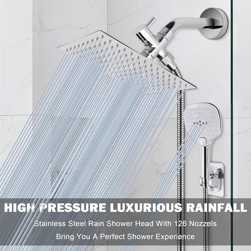 NearMoon Shower Head with Hose, High Pressure Stainless Steel Rain