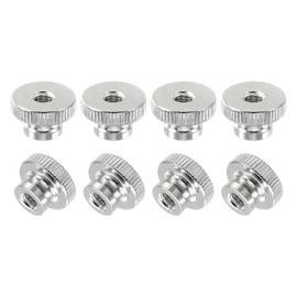 sourcing map Knurled Thumb Nuts, 8Pcs M6 Carbon Steel Nut High Head Through Hole, Silver