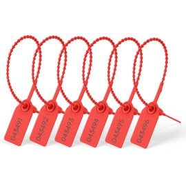 Flintronic 120PCS Anti-Tamper Security Tags, Plastic Security Seals with Numbered, Self Locking Security TAG Ties Tamper Seals, for Secure Fire Extinguishers, Luggage, Clothes, Shelf Tags (Red)