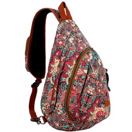Baosha Sling Backpack Bag Shoulder Chest Bag Travel Hiking Daypack for Women XB-04 (Flower Prints HS)