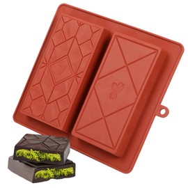 UWILLION Chocolate Bar Mold Deep Dubai 1 Inch Pistachio Chocolate Bar Silicone Thick Mold for Stuffed Bar, Large Candy Mould for Filling, Pistachio Design