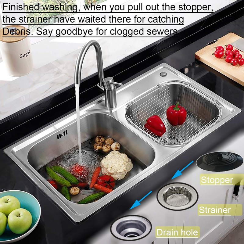Seatery 2PCS Kitchen Sink Strainers, Sink Drain Filter, Sink Basket