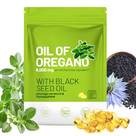 Crobirware Oil of Oregano with Black Seed Oil 6000mg, 300 Softgels - 2-in-1 Immune Support Supplement - High Carvacrol & Thymoquinone, Digestive & Respiratory Health - Non-GMO, GMP Certified Facility