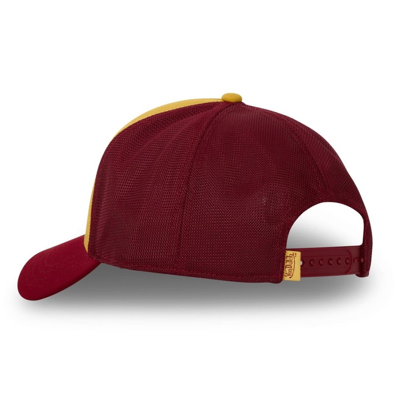 Von Dutch Mens Womens Trucker Cap Adjustable Snapback Cap, Orange/Bordeaux