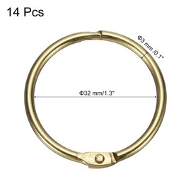 sourcing map 14pcs Shower Curtain Rings, 1.3 Inch ID Metal Round Snap Shower Curtain Hooks Glide Smoothly Hooks for Bathroom, Gold