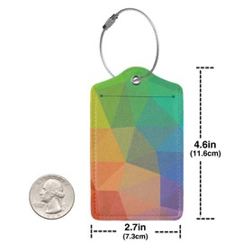 2 Pcs Cute Colorful Geometric Pattern Luggage Tag for Suitcase, Steel Loop with Privacy Cover ID Label, Birthday Gift for Women Men Boy Girl