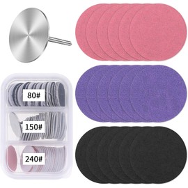 Sanding Paper Discs with Metal Nail Drill Bit, 25mm Pedicure Replacement Discs, Foot Sandpaper, Foot File for Manicure Pedicure (#80#150#240 Grits)