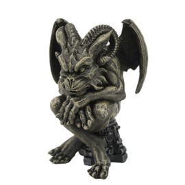 Amazing Gifts Winged Horn Gargoyle Gothic Decor Stone Finish Statue Figurine