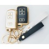 RUNZUIE 2Pcs 3 Buttons TPU Smart Remote Key Fob Cover for 2021-2013 Toyota Prius C V Highlander C-HR 4Runner RAV4 Tacoma (Black/White)