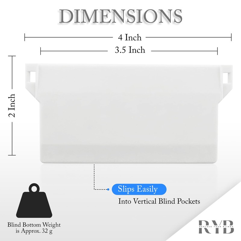RYB Vertical Blind Weights 89mm (3.5 inches) - Replacement Spares