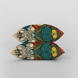 ggaimwf Vintage Floral Cushion Covers Peony Flower Blossom Colorful Cushions Aesthetic Art Linen Square Pillow Cover for Home Decor Living Room Farmhouse Couch Throw Pillowcases 45x45cm Set of 2