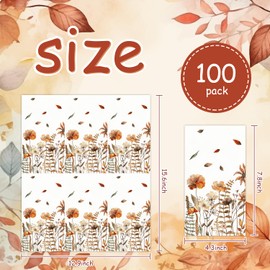 Quera 100 Fall Floral Guest Napkins Decorative Hand Towels Disposable Paper Harvest Flower Napkins For Autumn Wildflowers Bathroom Toilet Powder Room Wedding Birthday Dinner Party Decor