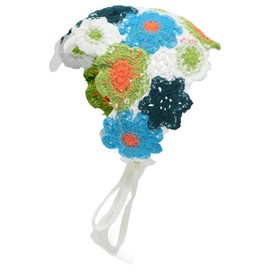 yueton 1Pack Cute Daisy Crochet Hair Bandana Floral Knitted Hair Scarf Colorful Flower Headscarf Sweet Head Kerchief Vintage Headwrap for Women