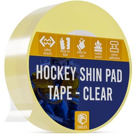 1x Clear Hockey Tape - Multipurpose Tape Roll - Durable Shin Guard Pad Socks and Gear Tape - Strong Adhesive Easy to Stretch & Apply - Hokey Sports Gifts, Accessories, Gear, Equipment
