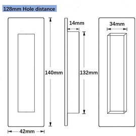 SYDARSYN Pack of 4 Aluminium Alloy Hollow Handles, Rectangular Furniture Handles, Black Handles for Kitchen Cabinets, Sliding Door, Tatami (140 x 42 mm)