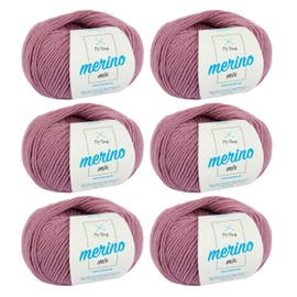 Merino Wolle - 6 Knäuel Merinowolle altrosa (Fb 9550) - rosa Merino Wolle zum Stricken - Merino Mix Wolle + GRATIS MyOma Label - 50g/120m - MyOma Wolle - weiche Wolle - Merino Garn