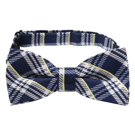 Alizeal Boys Tartan Stripe Pre-tied Bow Tie Check Stripe for Kids School Gifts Tie, Navy+White