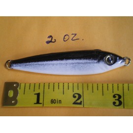HOME MADE 6 PCS. ANCHOVY FISH JIG/SPOON STYLE LURE BAIT 2 OZ. BLACK/WHITE (NO HOOKS)