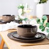 LeRATIO Ceramic Dinnerware Set of 4, Poreclain Plates, Bowls, Handmade