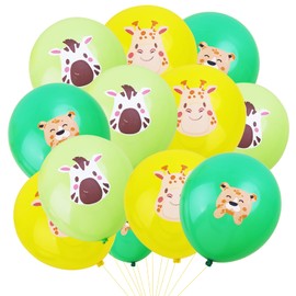 KOBOKO Jungle Decoration Balloons Birthday, Pack of 18 Balloons Animals Forest Decoration, Forest Animals Birthday Decoration Animal Balloons, Animals Balloons Birthday Decoration Forest Animals,