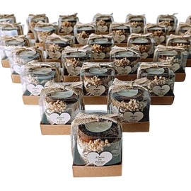 10 Piezas Velas Cilíndricas en Caja Transparente con Encaje y Flores Secas, Recuerdos Personalizados para Bodas, Bautizos, Quinceañeras y Eventos Especiales