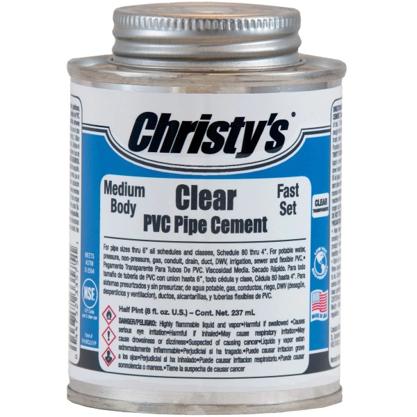 Christy's Clear PVC Cement 1/2 Pint 8 fl oz Medium