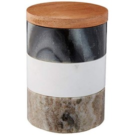 Creative Co-Op Marble Stacking Pinch Pots with Acacia Wood Lid