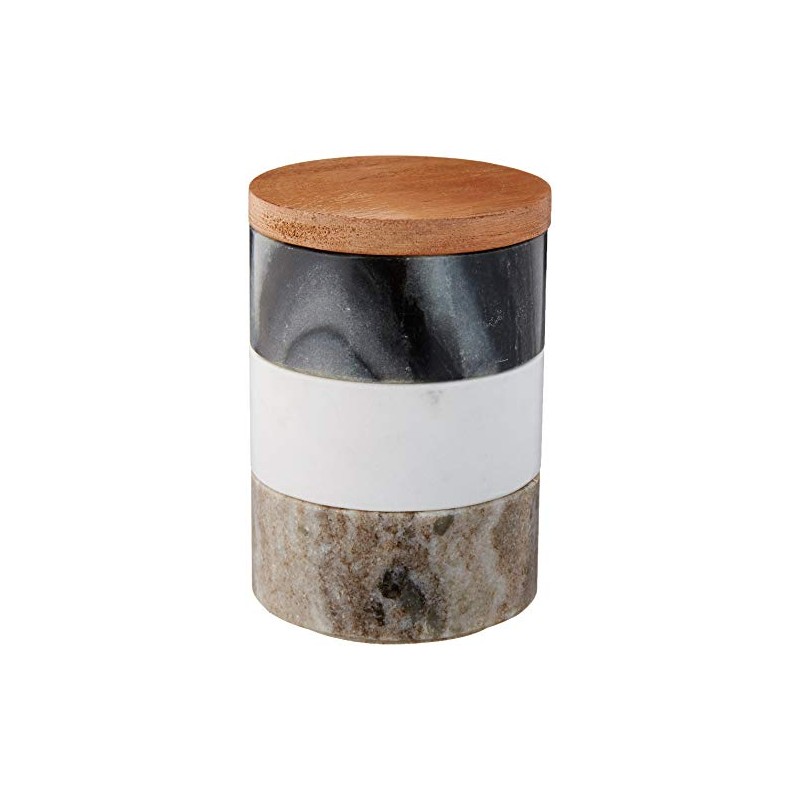 Creative Co-Op Marble Stacking Pinch Pots with Acacia Wood Lid