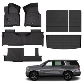 Jenofa-Car Floor Mats for Chevy Tahoe/GMC Yukon (Not XL) 2021-2025 8-Seater Bench All Weather Automotive Floor Liner Custom Accessories Black (Floor Mats & Rear Seat Back Mats & Cargo Liner)