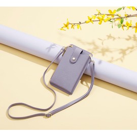 LEOLEO Women's Smartphone Pouch, Shoulder Bag, Cross-body Pouch, Shoulder Bag, Pochette Handbag, Popular, Cute, Lightweight, Wallet, purple 01 grain