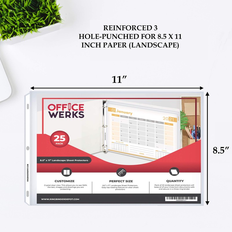 Performore 25 Sheet Protectors, Landscape Clear Sheet Protectors 8.5 X