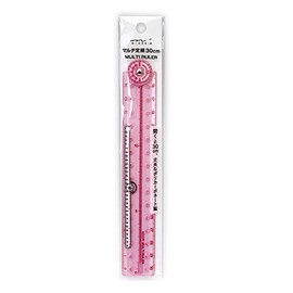 Designphil, Multi Ruler, 11.8 inches (30 cm), Pink 42267006, Product Size: H1.0 x W 6.5 x D 0.2 inches (25 x 165 x 5 mm), 0.6 oz (18 g)