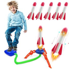 PVFZXS Pack of 7 Rocket Toys for Children, 6 Foam Rockets and 1 Launcher Pad, Launch Up to 100+ Ft, Birthday Gift Toy for Children, Boys, Girls, Age 3, 4, 5, 6 + Years Old