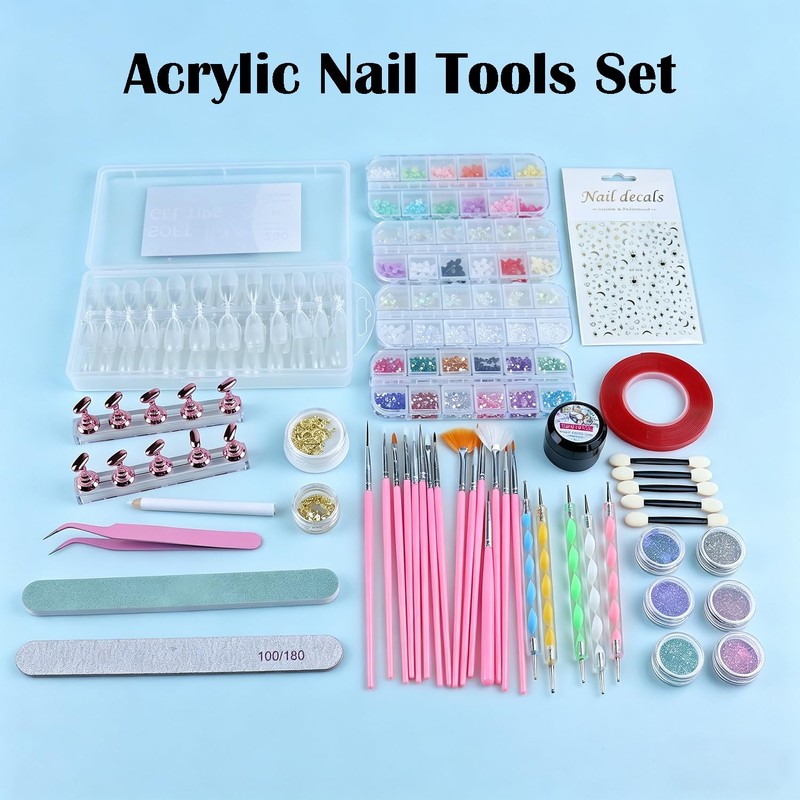 Acrylic Fake Nails Kit for Beginners with Press on Nail