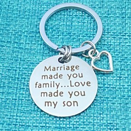 Son in Law Keychain Marriage Made You Family Love Made You My Son Key chain Birthday Christmas Wedding Gifts for Son in Law Stepson Bonus Son Groom to Be from Dad Godfather Father in Law Stepfather