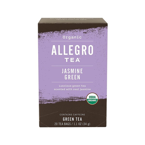 Allegro Tea, Organic Jasmine Green Tea Bags, 20 ct