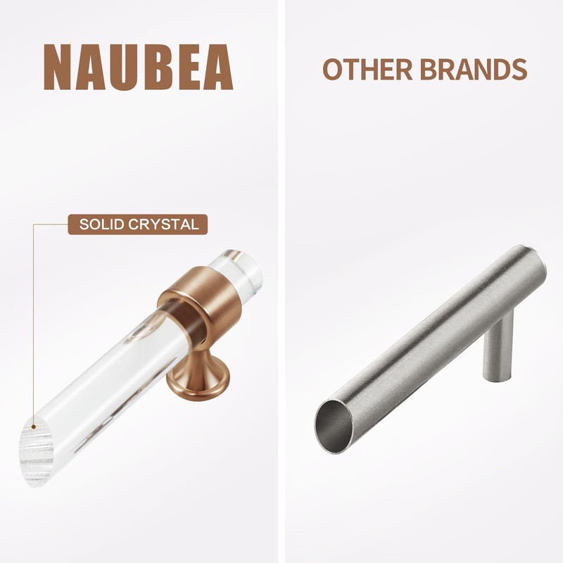 naubea 6 Pack Champagne Bronze Cabinet Pulls 3 Inch(76mm) Hole