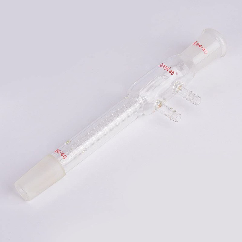 stonylab Glass Coil Reflux Capacitor, Borosilicate Glass Dimroth Reflux Capacitor