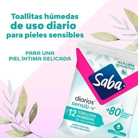 Saba Toallitas Húmedas Sensiti-v para uso íntimo, 12 piezas