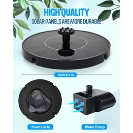 Maraiss Solar Bird Bath Fountain Pump, Upgrade 1.4W Solar Water Fountain with 7 Nozzles, Standing Floating Water Pump for Birdbath Garden Pond Pool Outdoor, Ideal Gifts for Outdoor Décor