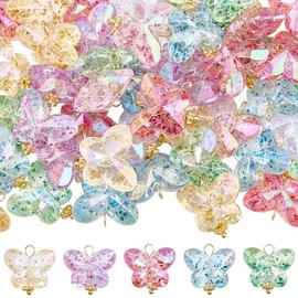 50 dijes de mariposa de cristal con purpurina colorida con forma de mariposas, colgantes colgantes facetados lindos insectos para bricolaje, collares,