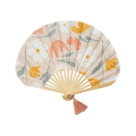 Wpc. Patterns W084-413-204 Ladies’ Fan, 2024 Model, Yukata, Festival, Kyoto, Travel, Heatstroke Protection, Cool, Stylish, Cute, Commuting to Work/School, Northern European Style, Retro, Polk/Beige