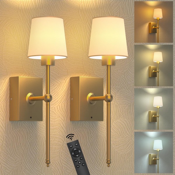 Battery-Operated Wall Sconces Set of 2: 6000mAh Rechargeable Wall Lights