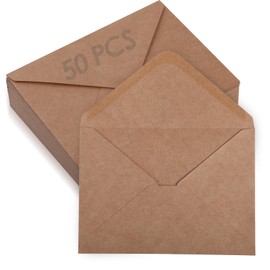 GeeRic 50pzs Sobres Kraft, Mini Sobres de Papel Kraft Pequeños Paquete Sobres para Tarjetas de Visita, Navidad Tarjetas de Invitaciones（Marrón）