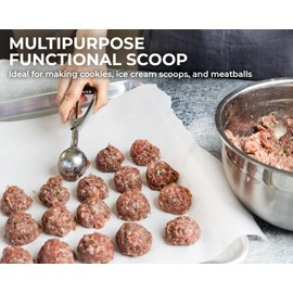 Saffron & Sage Cookie Scoop Set - Heavy Duty Stainless Steel 1, 2 & 4 Tbsp Cookie Scoops for Baking Set of 3 has a Scooper, Ice Cream Scoop with Trigger Smooth Release, Comfortable Handles, Rust Proof